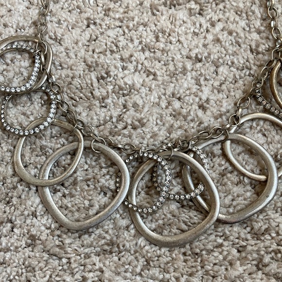 Silver statement, necklace with rhinestones - Picture 2 of 3